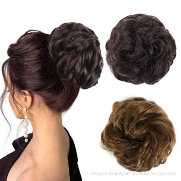 bun extension chignon hair hair bun hair synthetic Wrap On Bun Ponytails Curly Scrunchy chignon for women